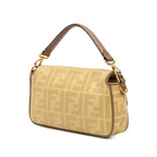 Fendi Zucca Embroidered Canvas Baguette Satchel