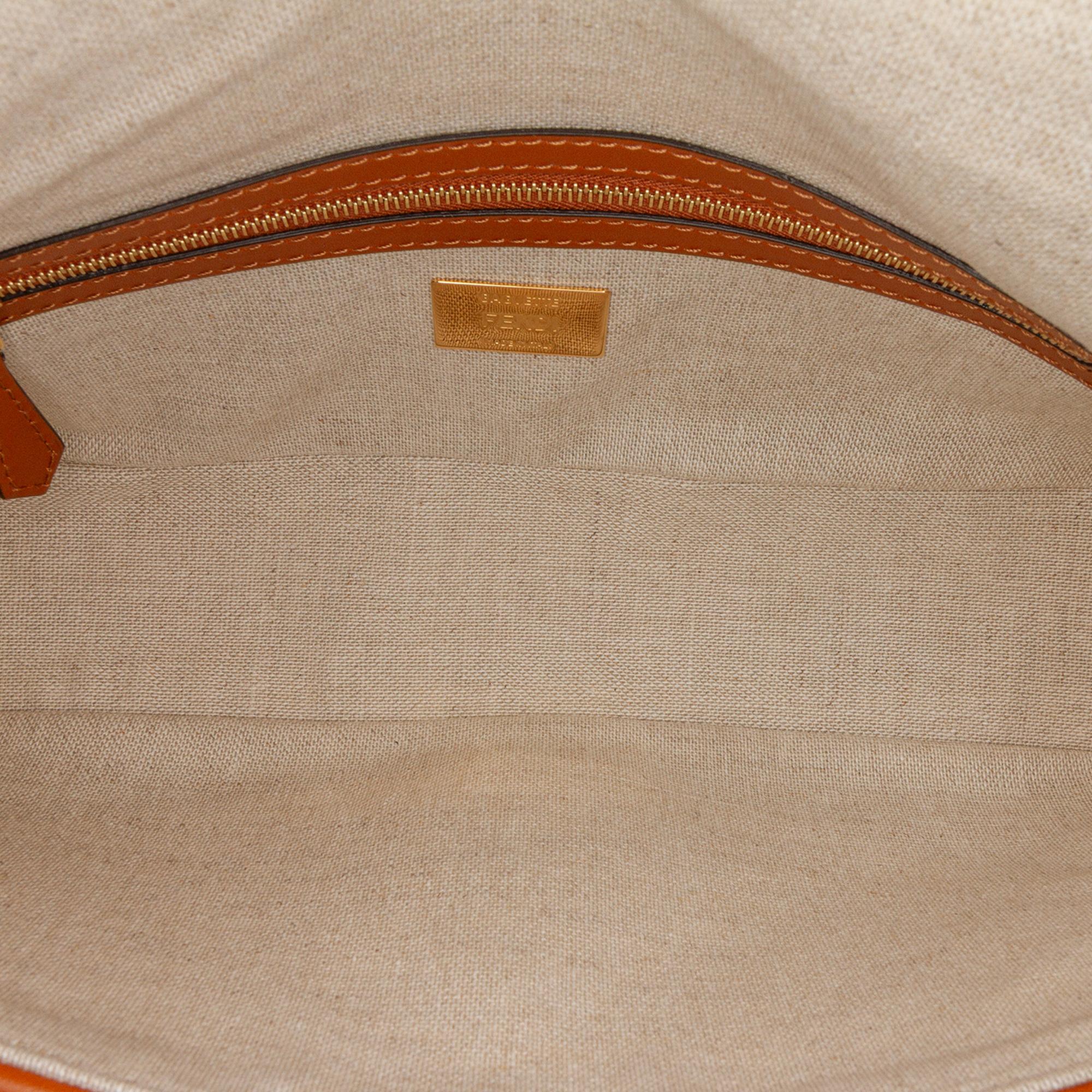 Fendi Zucca Embroidered Canvas Baguette Satchel
