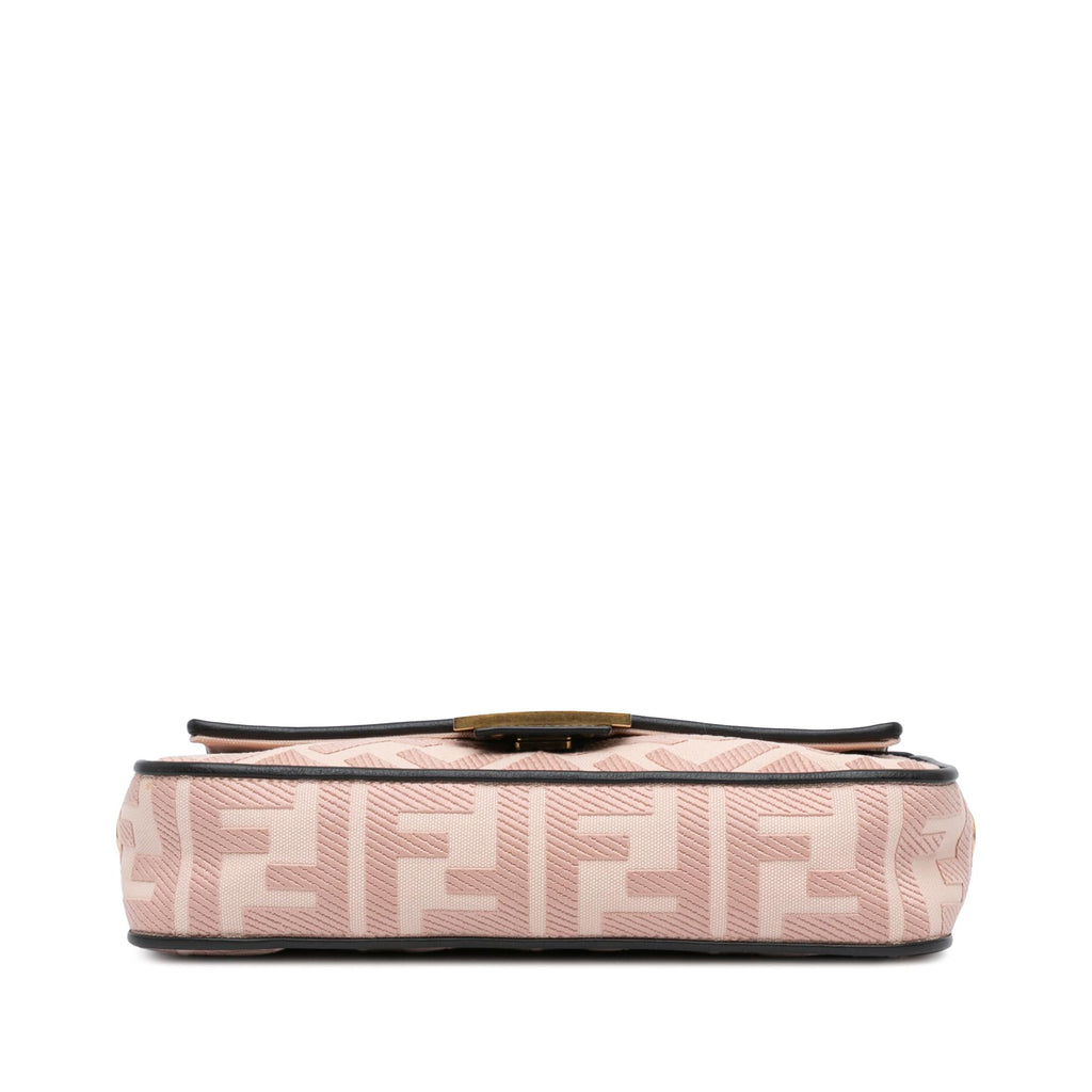 Fendi Zucca Embroidered Canvas Baguette Satchel