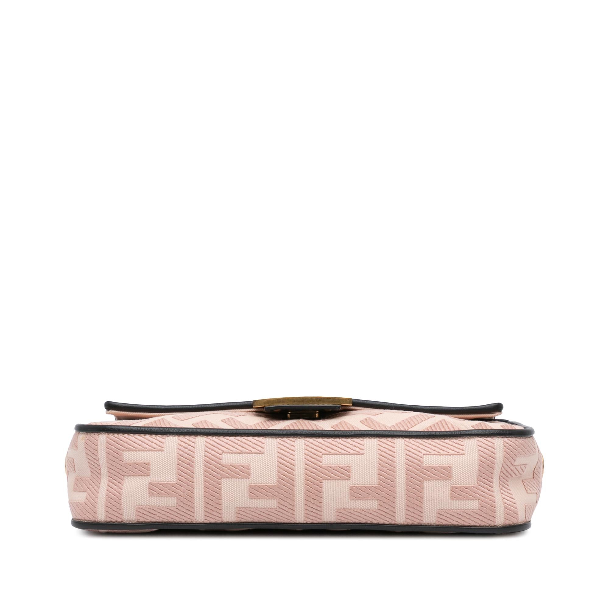 Fendi Zucca Embroidered Canvas Baguette Satchel