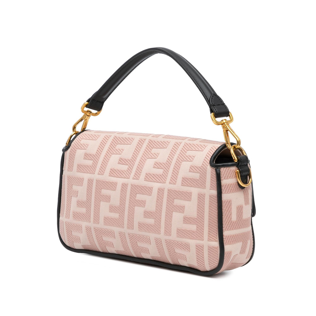 Fendi Zucca Embroidered Canvas Baguette Satchel