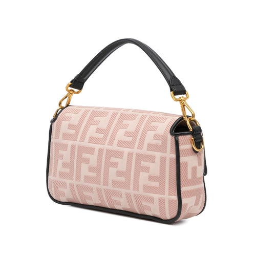 Fendi Zucca Embroidered Canvas Baguette Satchel