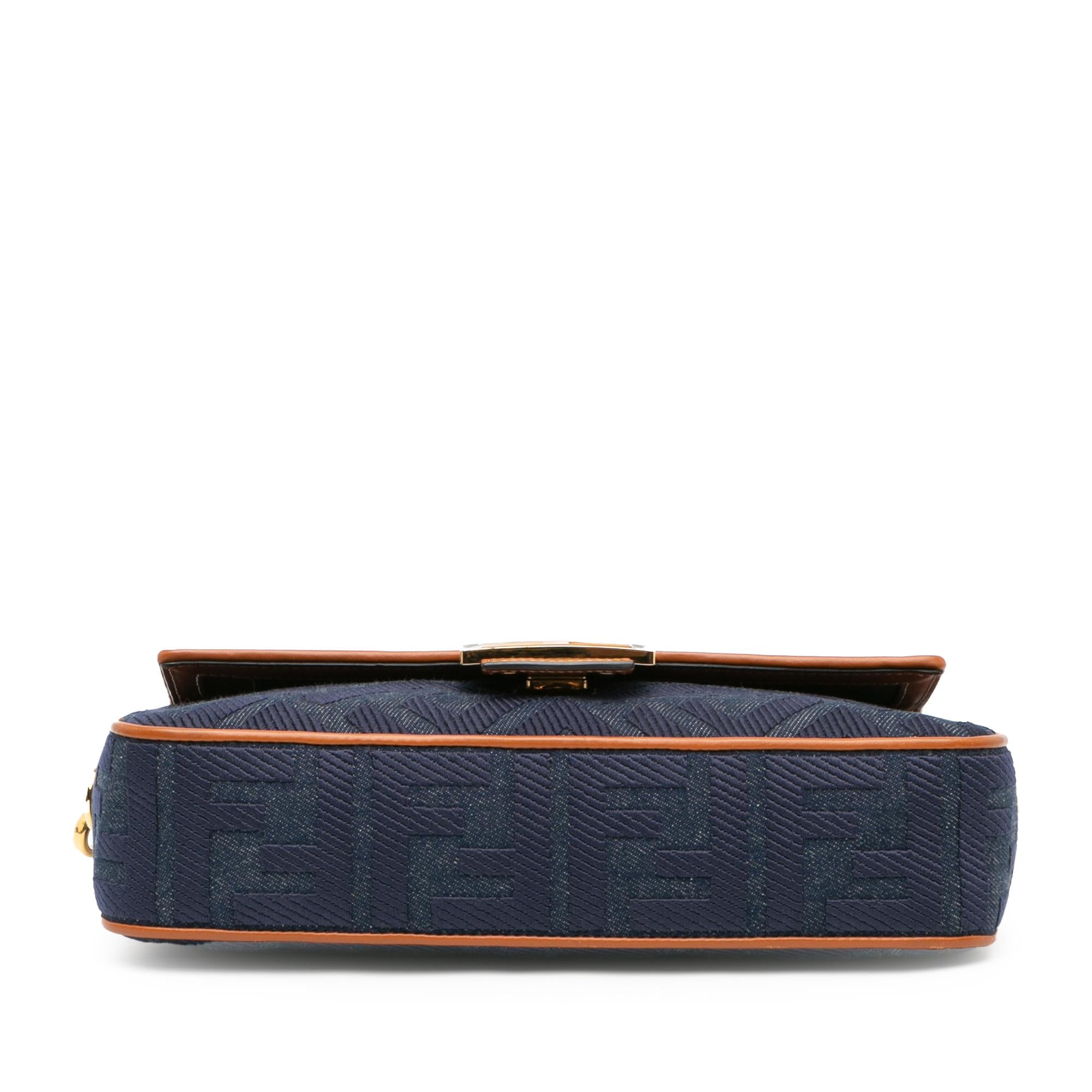 Fendi Zucca Embroidered Denim Baguette Satchel (SHG-U0Rmi7)