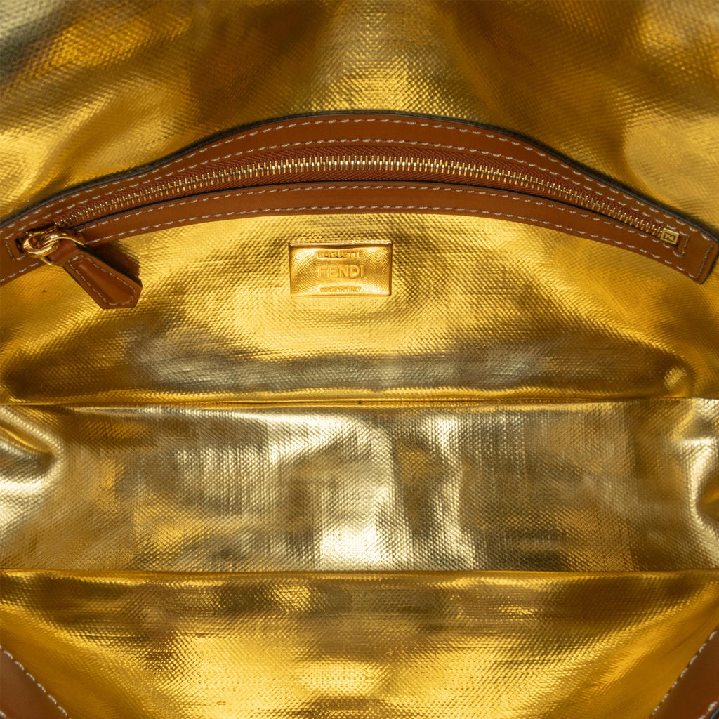 Fendi Zucca Embroidered Denim Baguette Satchel (SHG-U0Rmi7)