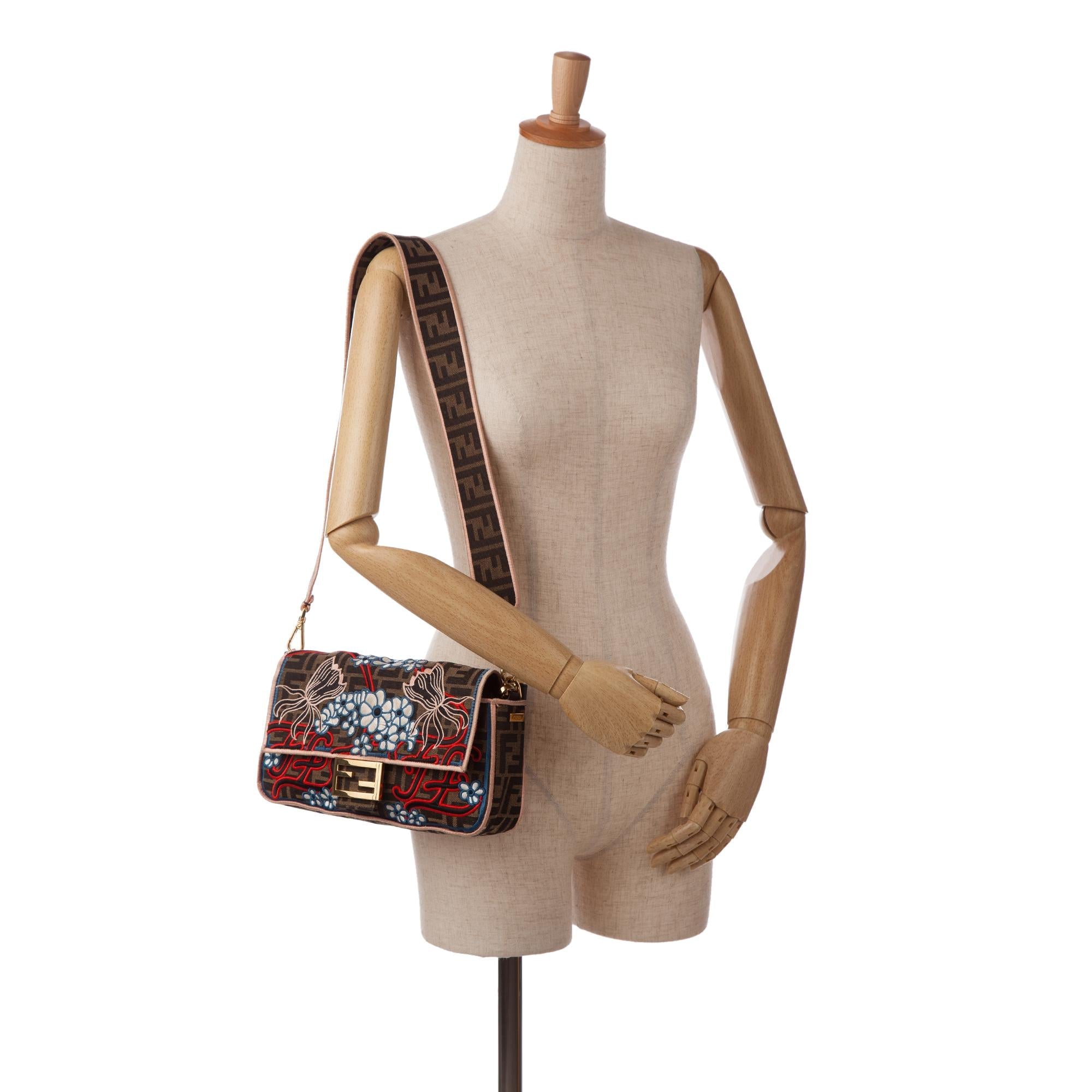 Fendi Zucca Embroidered Karligraphy Baguette (SHG-tbdDOJ)