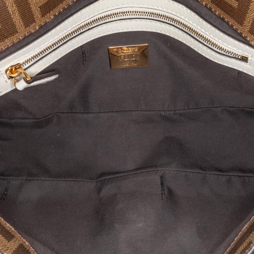 Fendi Zucca Glazed Fabric Cage Baguette Satchel (SHG-9B1AOo)