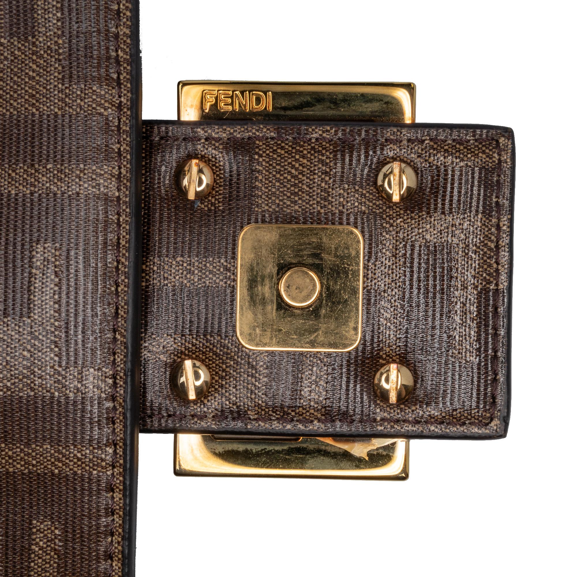 Fendi Zucca Glazed Fabric Cage Baguette Satchel (SHG-9B1AOo)