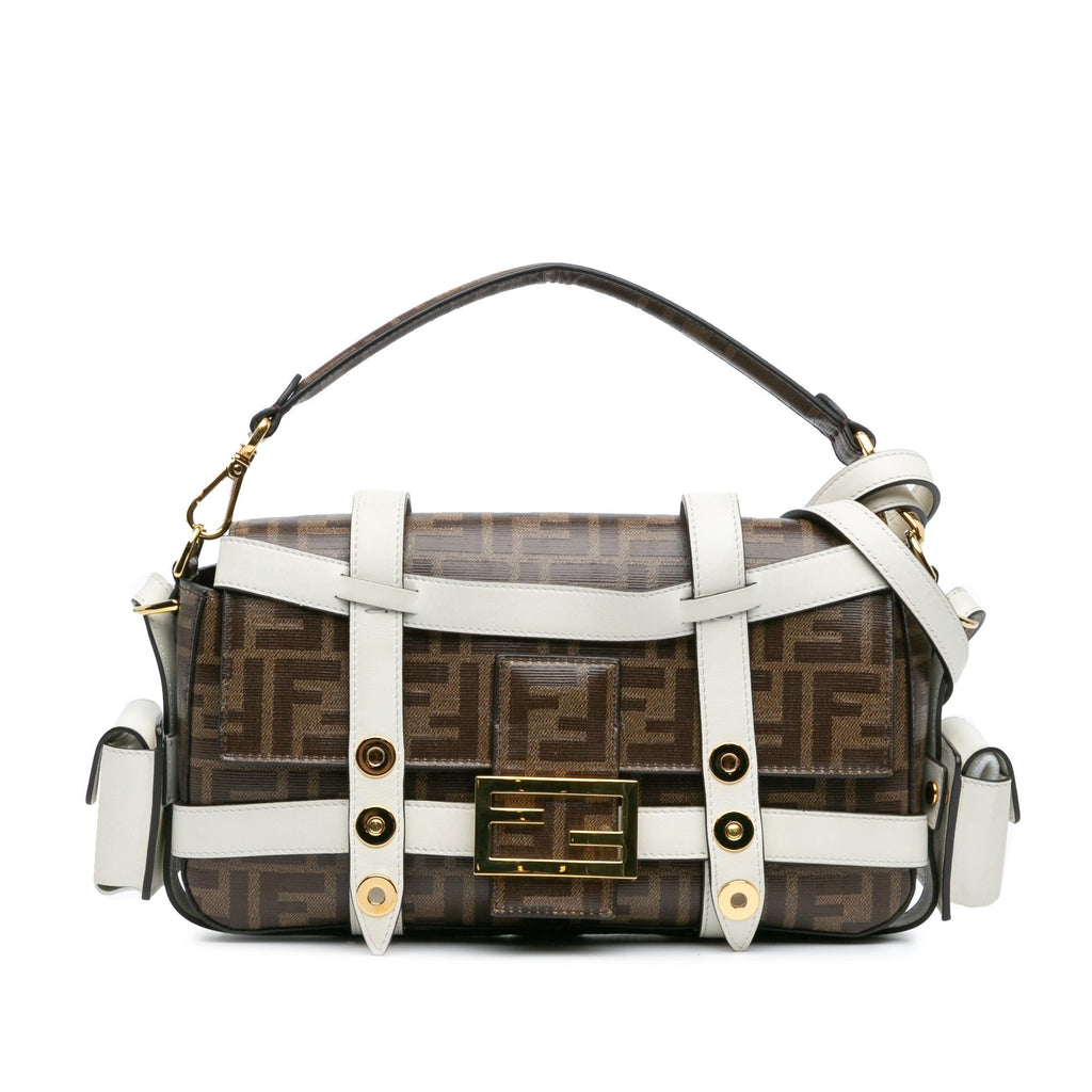 Fendi Zucca Glazed Fabric Cage Baguette Satchel (SHG-9B1AOo)
