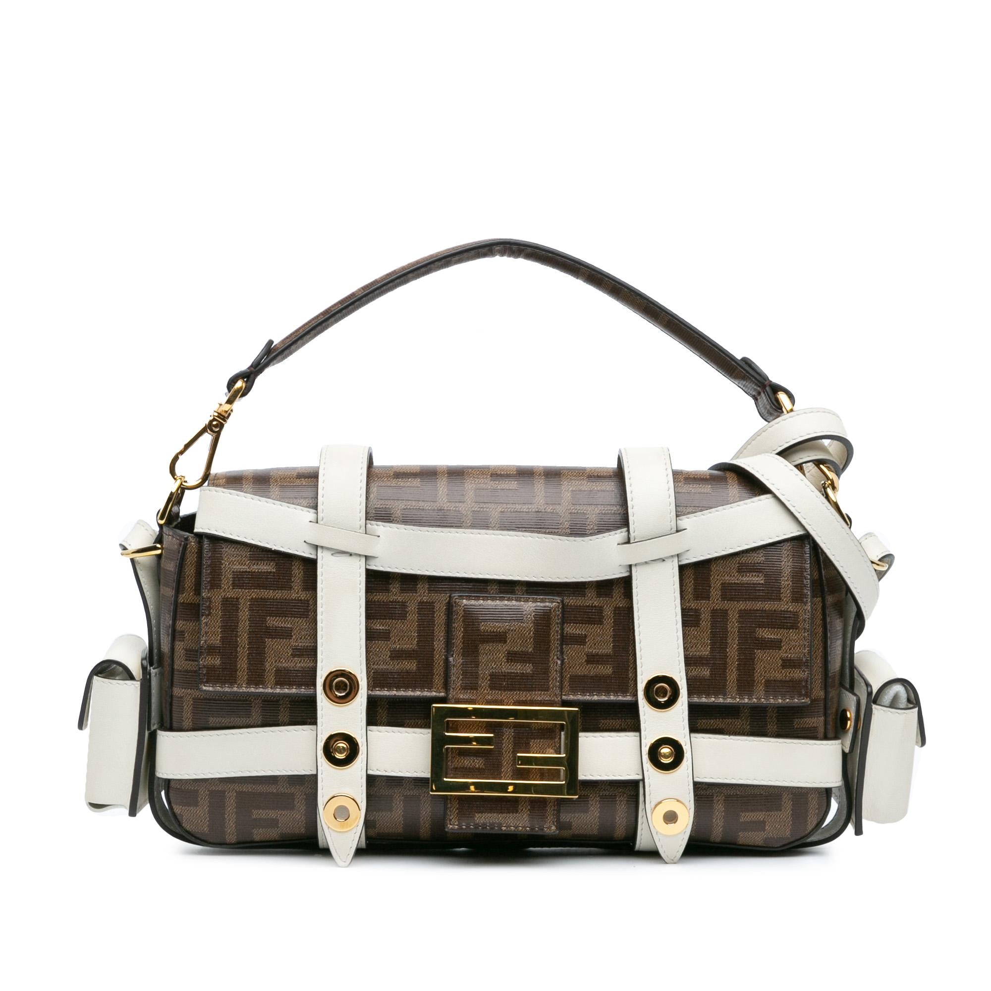 Fendi Zucca Glazed Fabric Cage Baguette Satchel (SHG-9B1AOo)