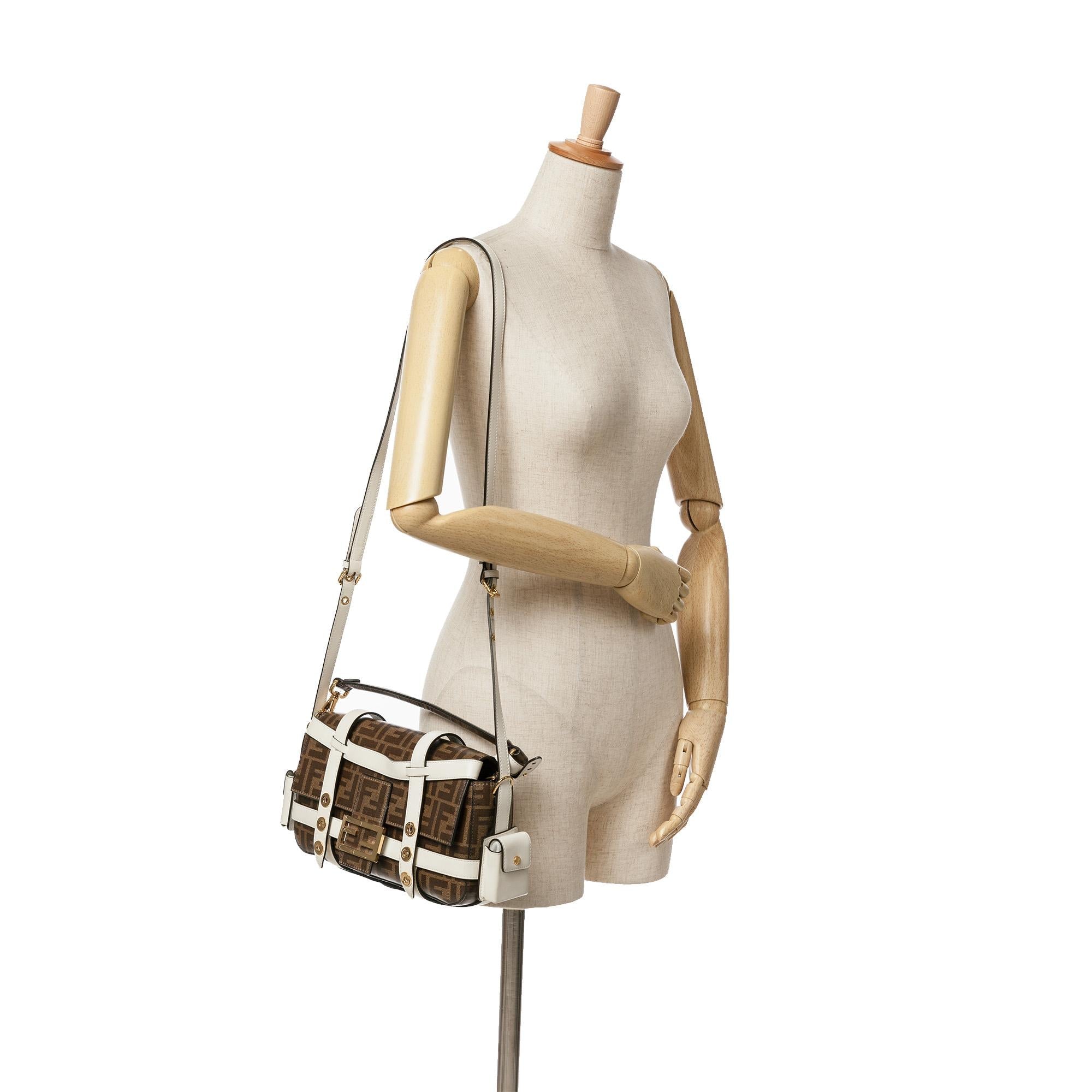 Fendi Zucca Glazed Fabric Cage Baguette Satchel (SHG-9B1AOo)