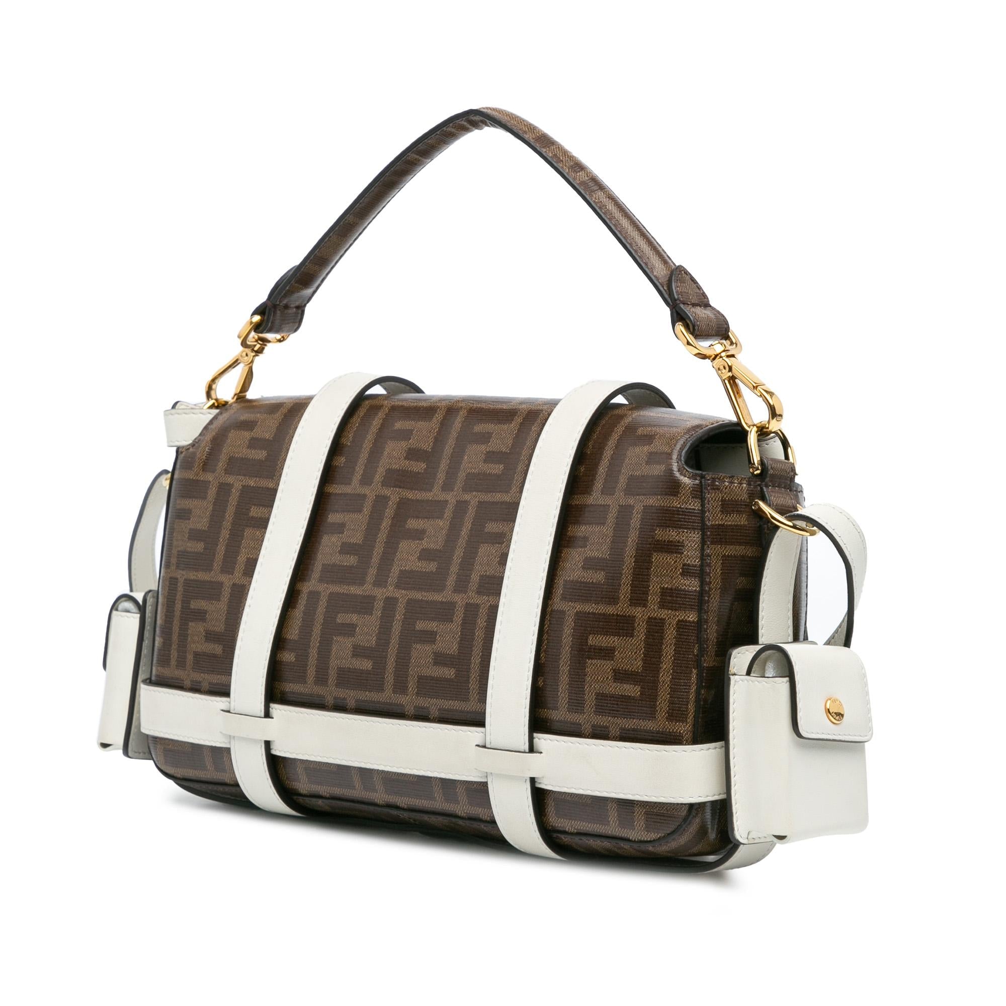 Fendi Zucca Glazed Fabric Cage Baguette Satchel (SHG-9B1AOo)