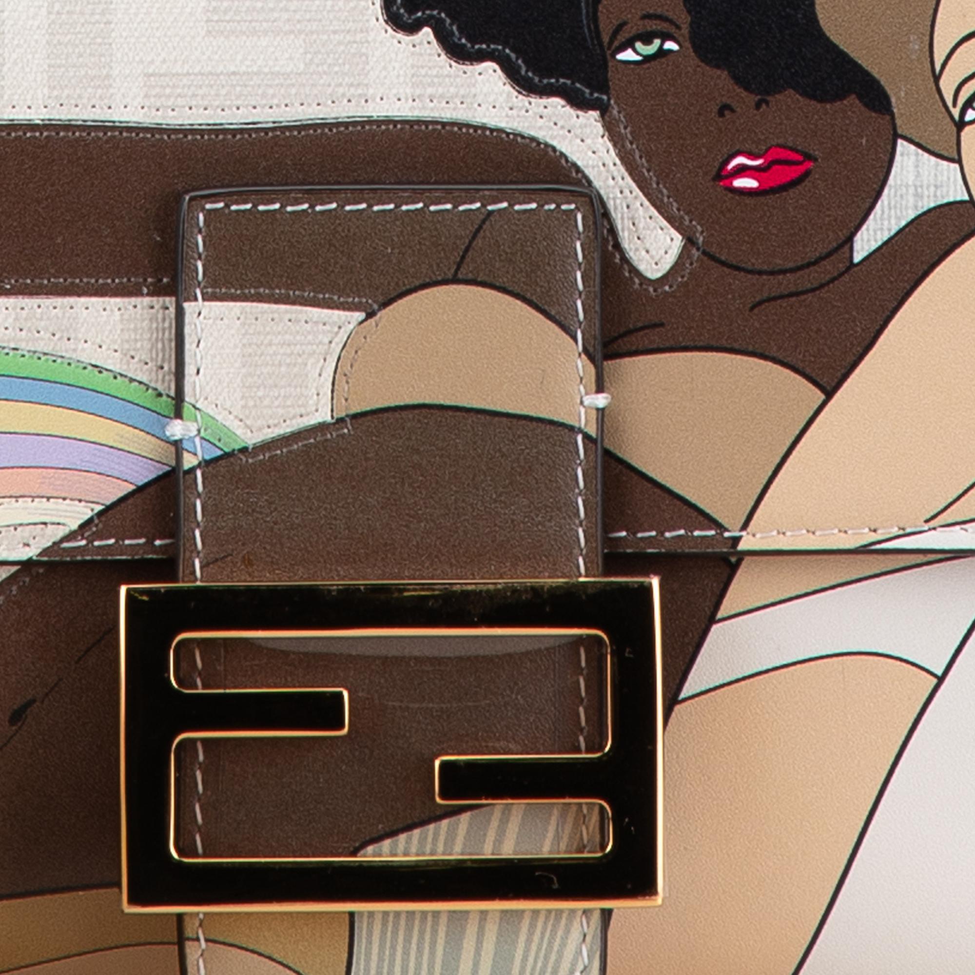 Fendi Zucca Graphic Print Coated Canvas Bikini Girls Baguette Satchel (SHG-M98lh0)
