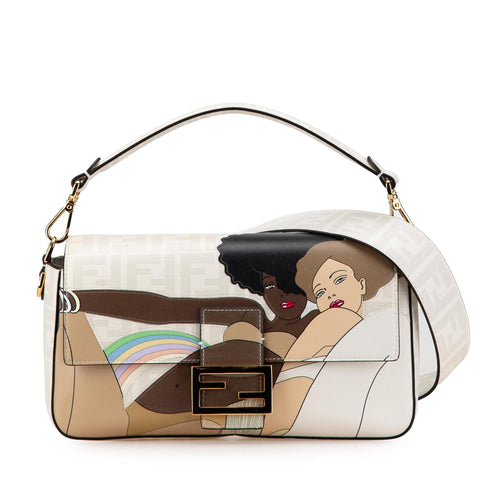 Fendi Zucca Graphic Print Coated Canvas Bikini Girls Baguette Satchel (SHG-M98lh0)