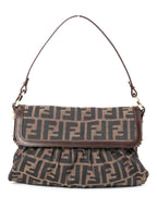 Fendi Zucca Leather Chef Flap Bag Brown