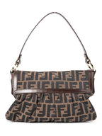 Fendi Zucca Leather Chef Flap Bag Brown