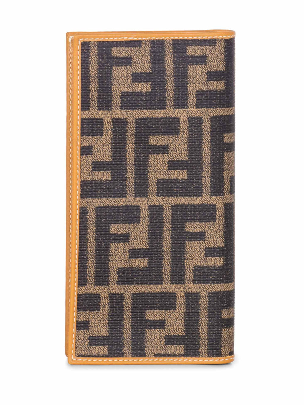 Fendi Zucca Leather Continental Long Check Book Cover Wallet Brown