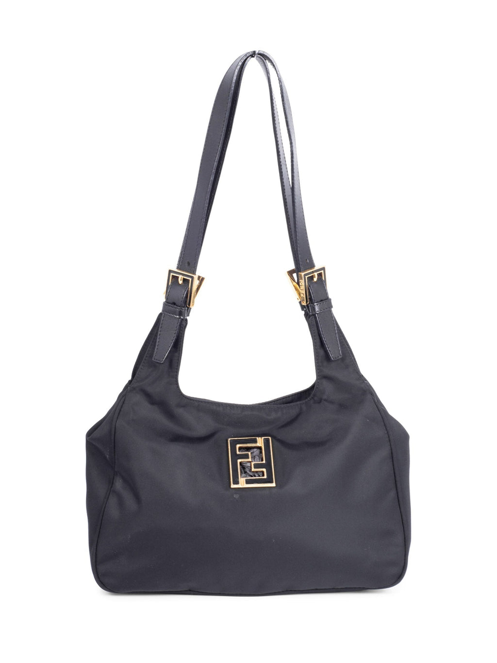 Fendi Zucca Logo Canvas Shoulder Bag Black