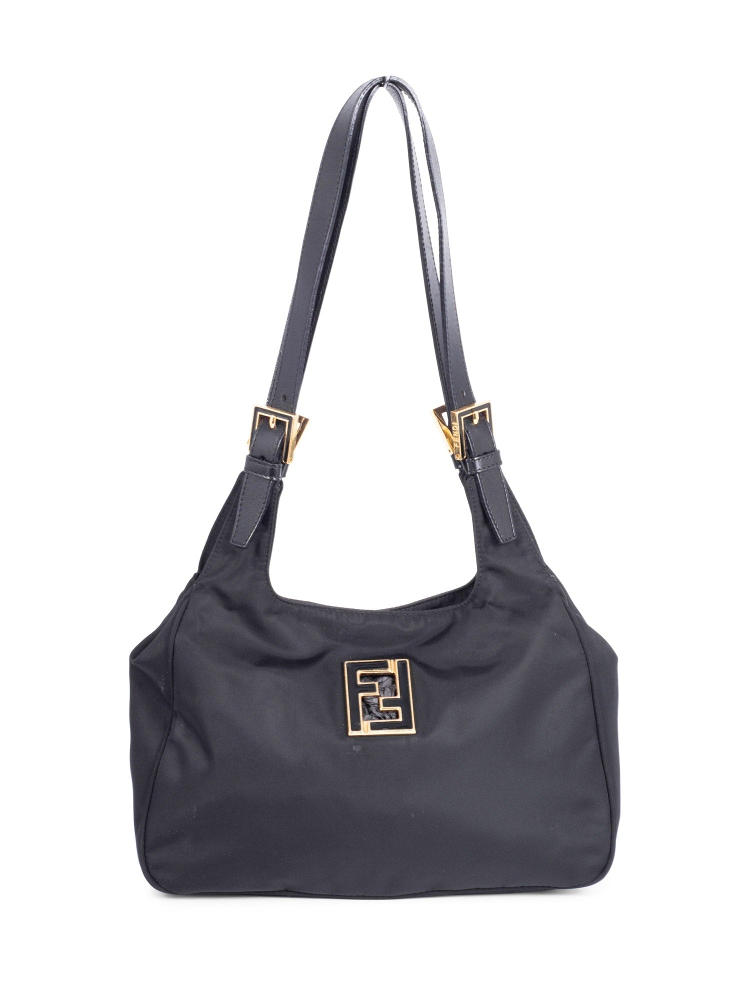 Fendi Zucca Logo Canvas Shoulder Bag Black