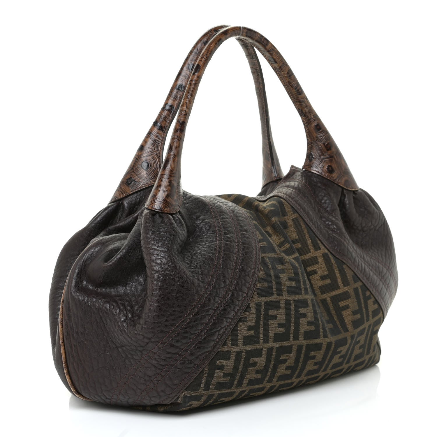 FENDI Zucca Nappa Tortoise Spy Tobacco Bag
