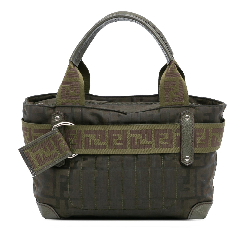 Fendi Zucca Nylon Zip Code Handbag