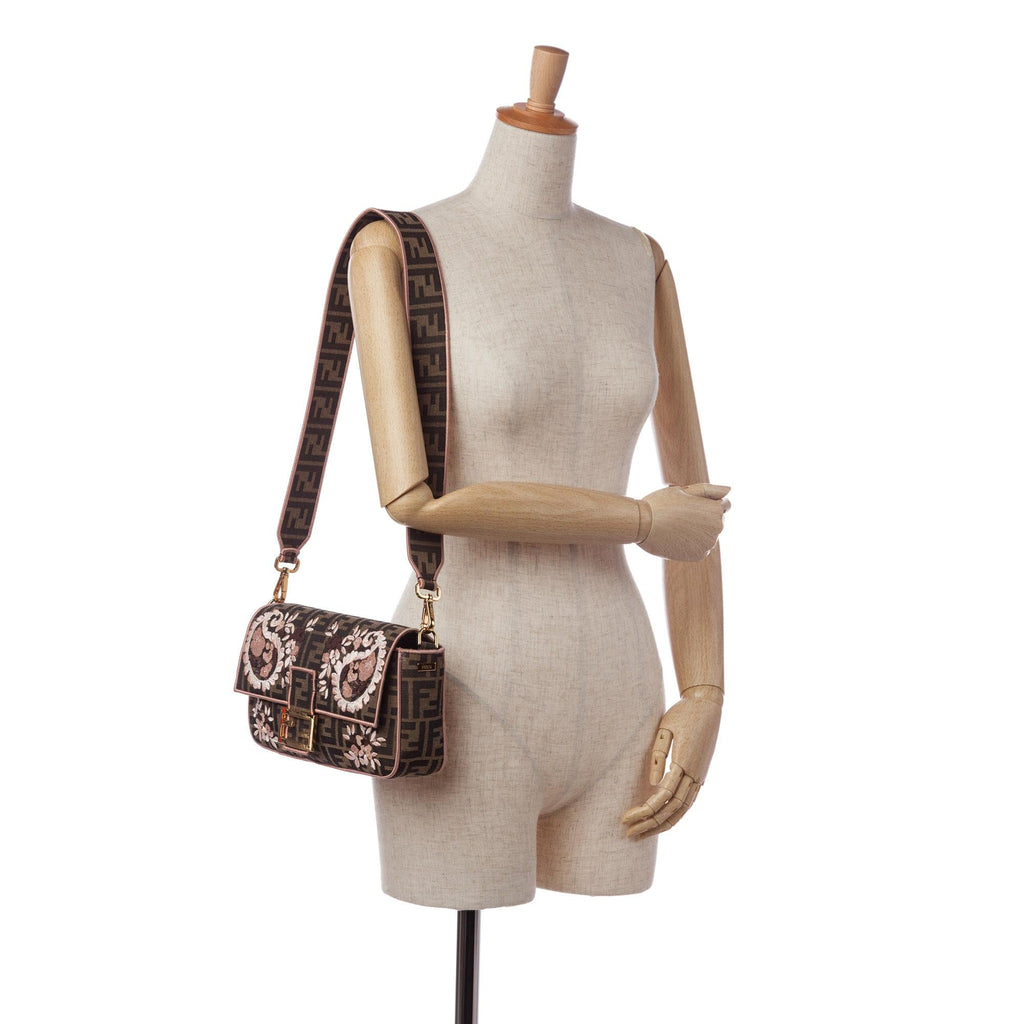 Fendi Zucca Paisley Embroidery Baguette (SHG-35412)