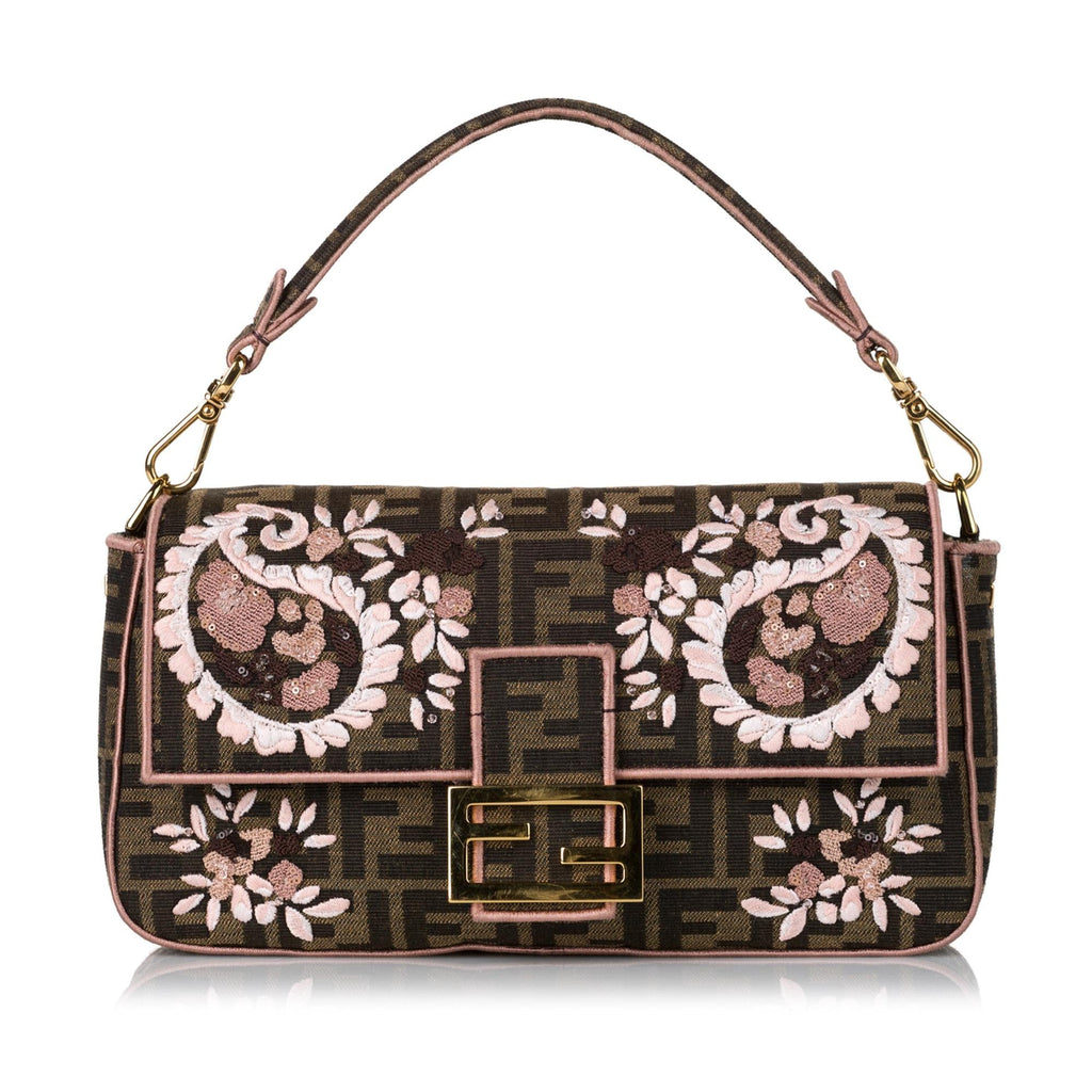 Fendi Zucca Paisley Embroidery Baguette (SHG-35412)