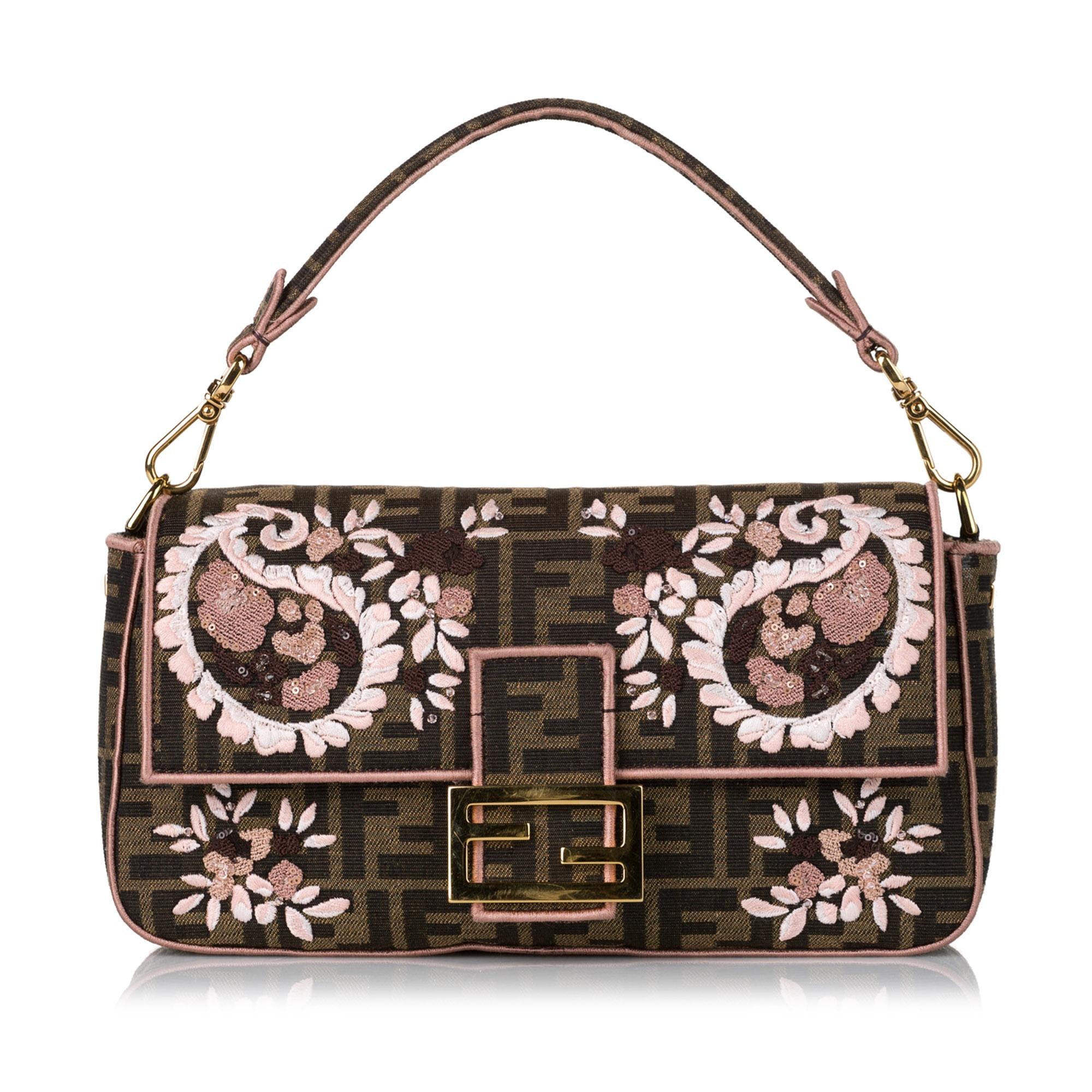 Fendi Zucca Paisley Embroidery Baguette (SHG-35412)
