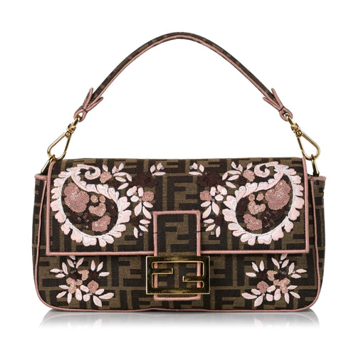 Fendi Zucca Paisley Embroidery Baguette (SHG-35412)