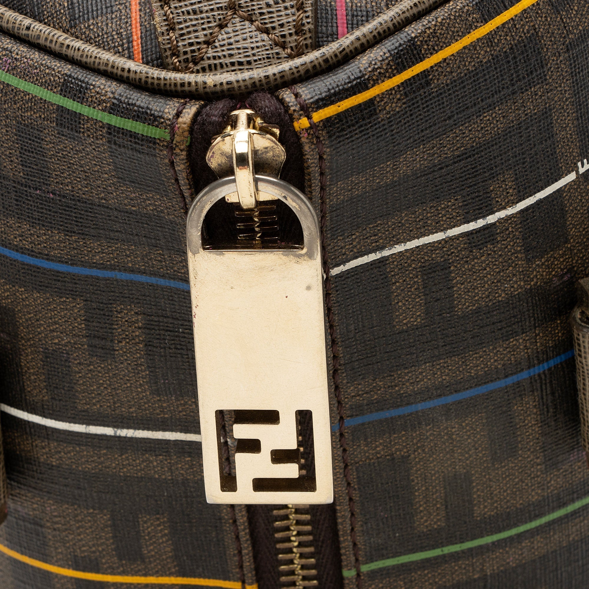 Fendi Zucca Striped Boston Bag (SHF-r1Jr6D)