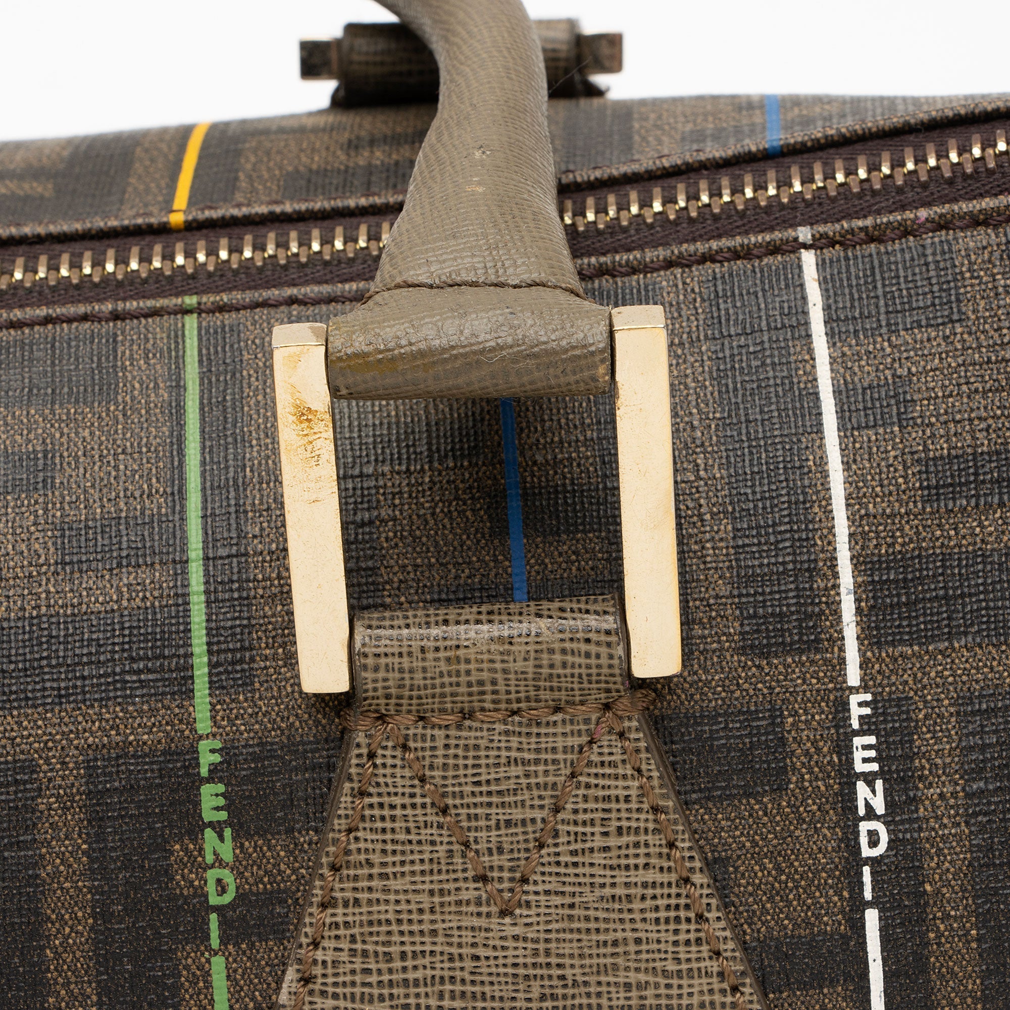 Fendi Zucca Striped Boston Bag (SHF-r1Jr6D)