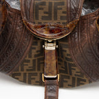 Fendi Zucca Tortuga Leather Spy Satchel (SHF-3hVawD)