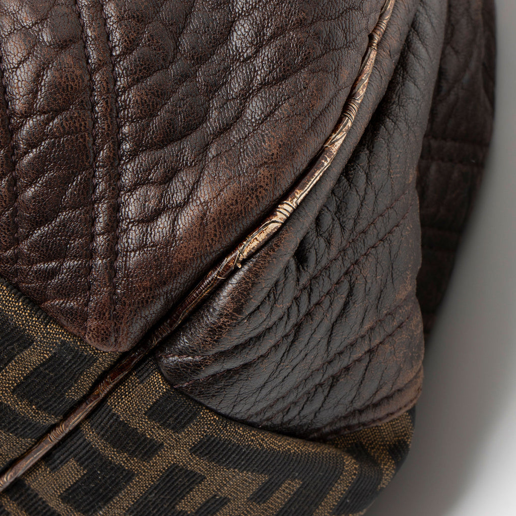 Fendi Zucca Tortuga Leather Spy Satchel (SHF-3hVawD)