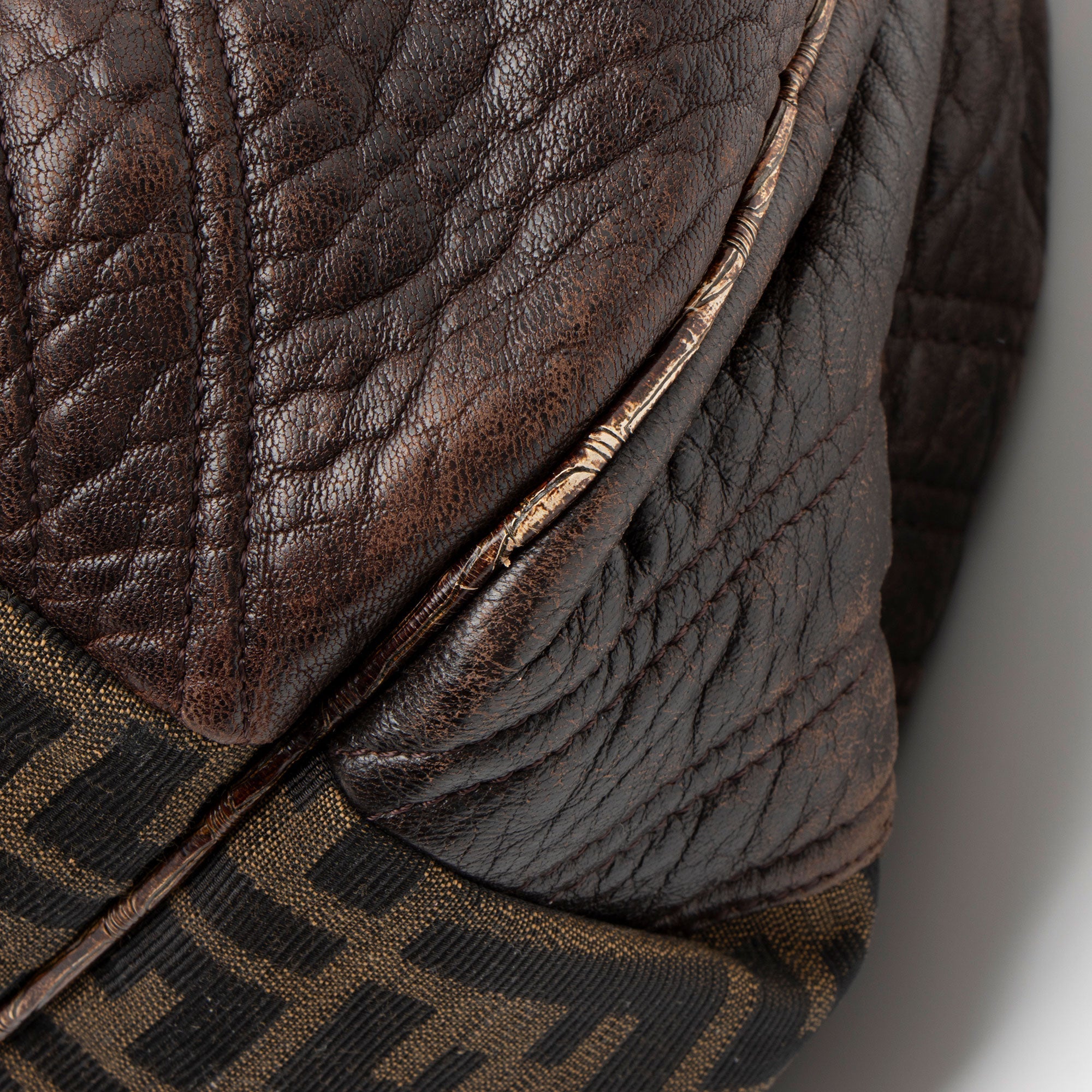 Fendi Zucca Tortuga Leather Spy Satchel (SHF-3hVawD)