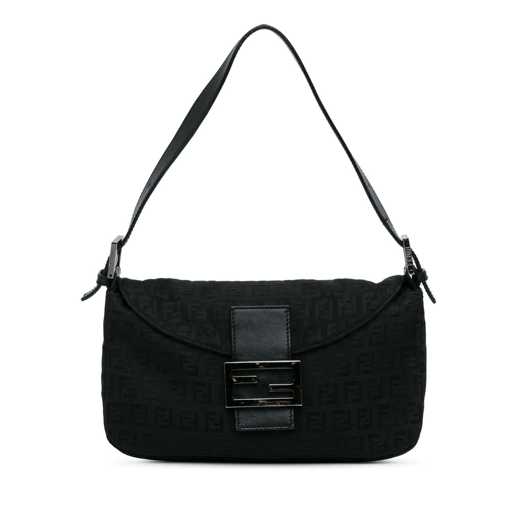 Fendi Zucchino Canvas Double Flap Baguette (SHG-l5oJft)