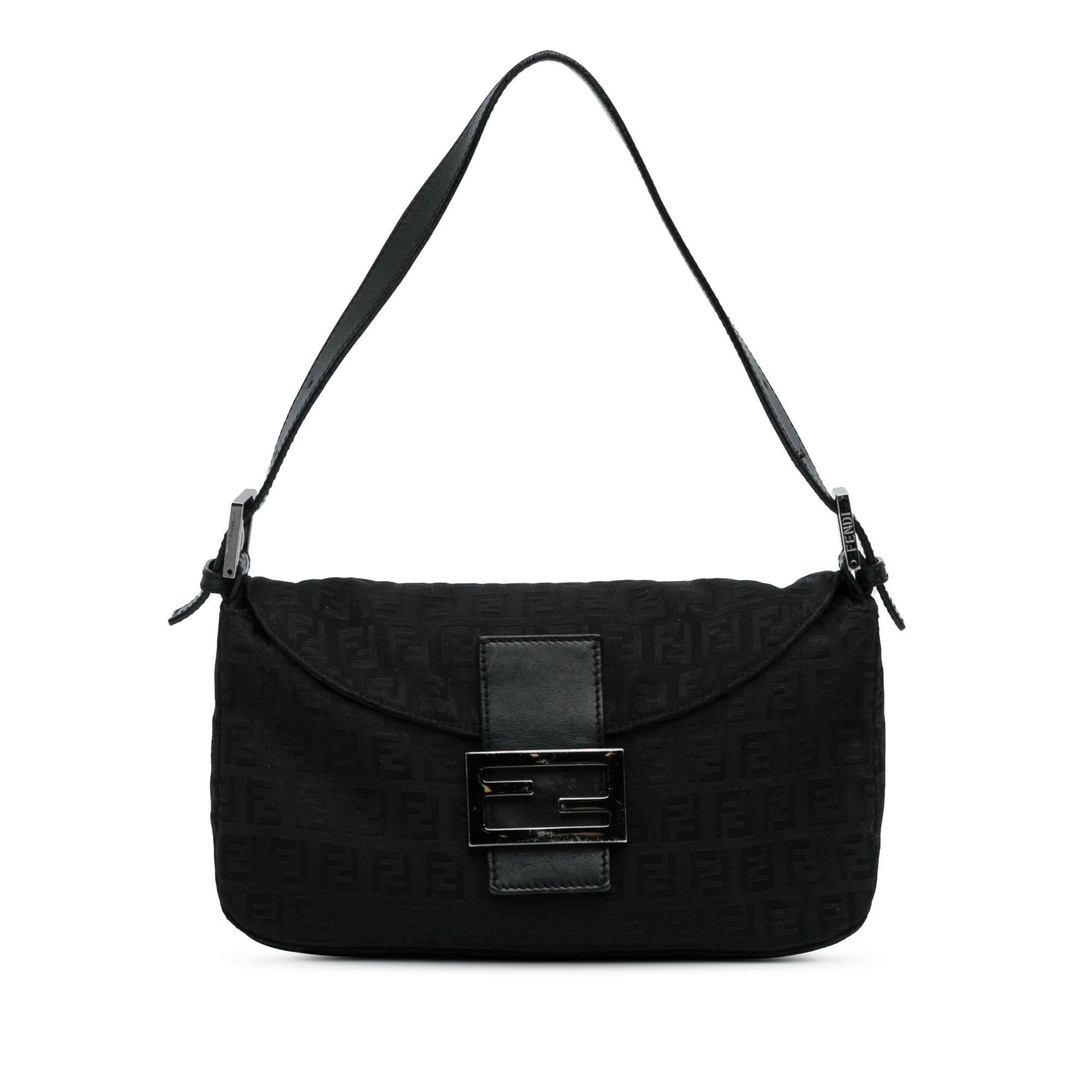 Fendi Zucchino Canvas Double Flap Baguette (SHG-l5oJft)
