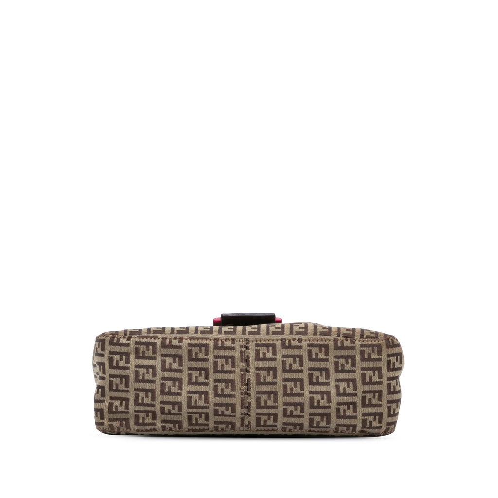 Fendi Zucchino Canvas Double Flap Chain Shoulder Bag