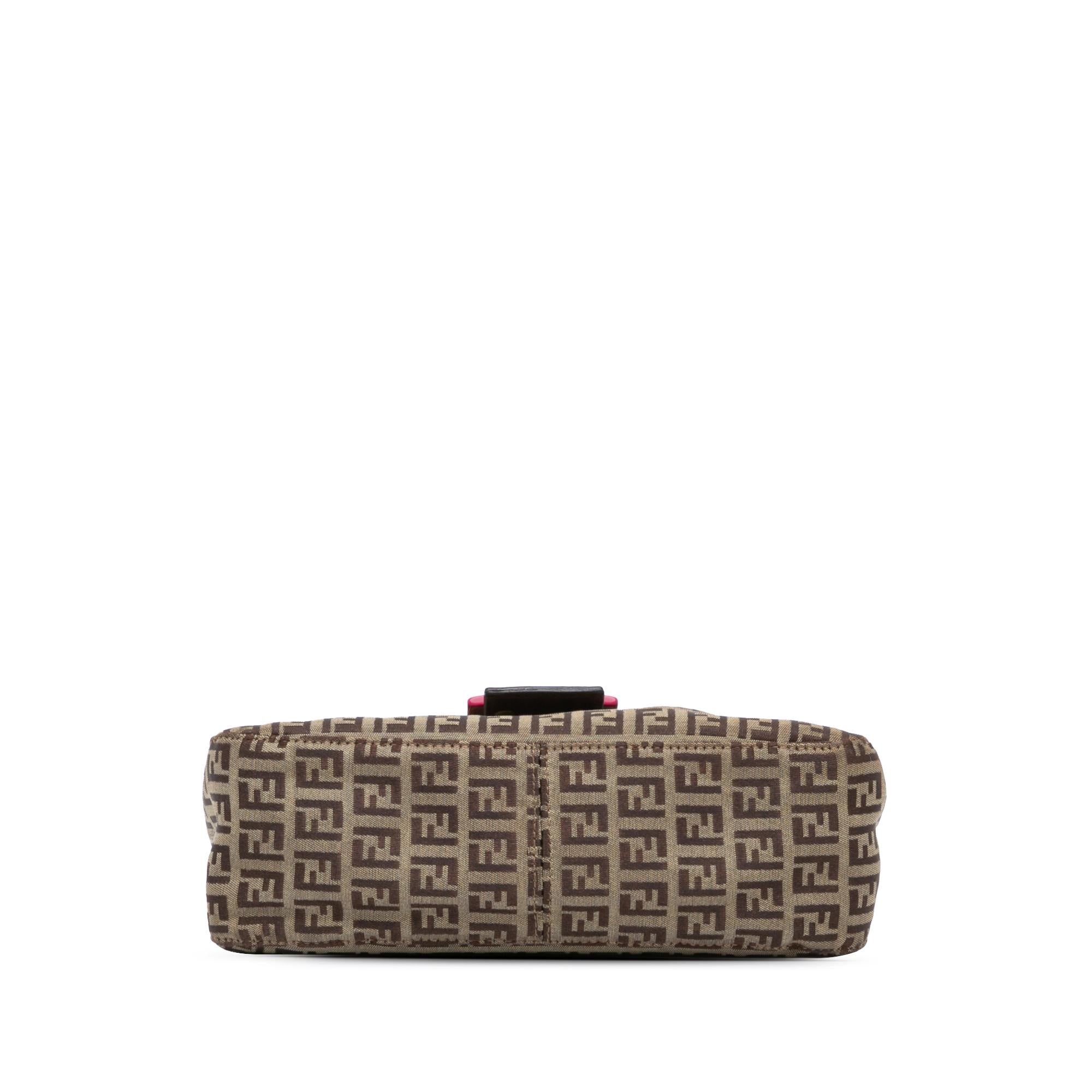 Fendi Zucchino Canvas Double Flap Chain Shoulder Bag