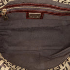 Fendi Zucchino Canvas Double Flap Chain Shoulder Bag