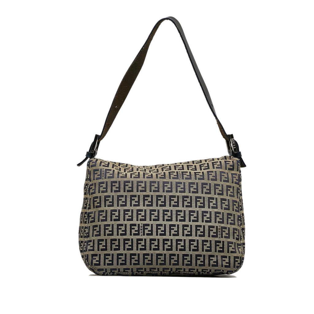 Fendi Zucchino Canvas Double Flap Shoulder Bag (SHG-WJNWvP)