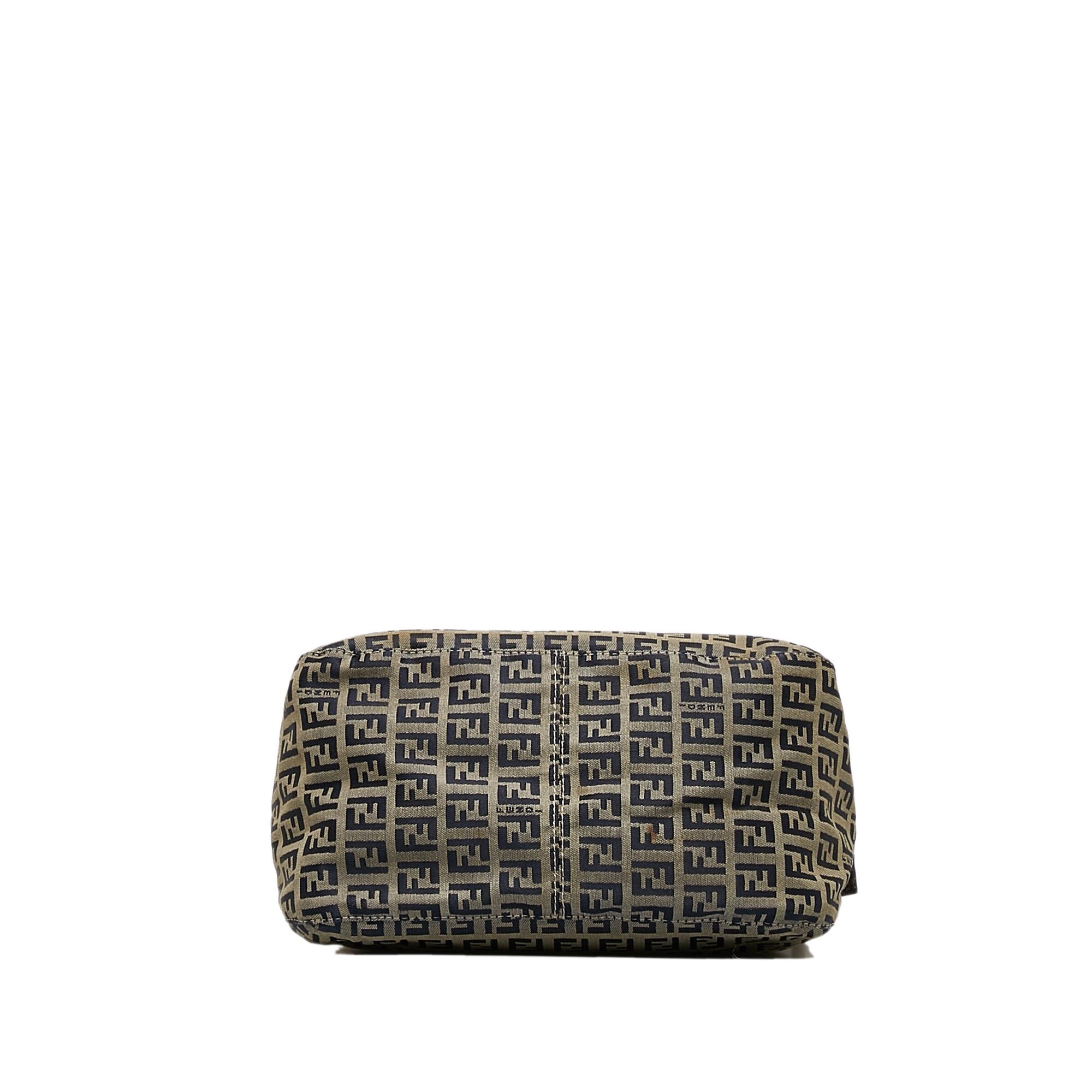 Fendi Zucchino Canvas Double Flap Shoulder Bag (SHG-WJNWvP)