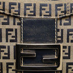 Fendi Zucchino Canvas Double Flap Shoulder Bag (SHG-WJNWvP)