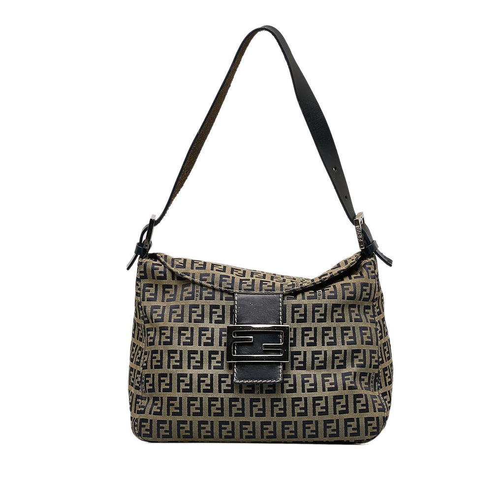 Fendi Zucchino Canvas Double Flap Shoulder Bag (SHG-WJNWvP)