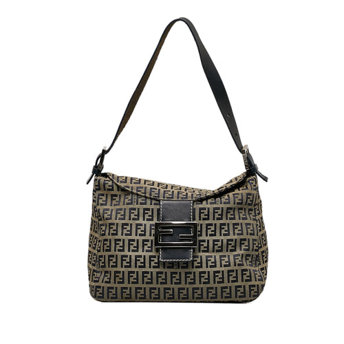 Fendi Zucchino Canvas Double Flap Shoulder Bag (SHG-WJNWvP)