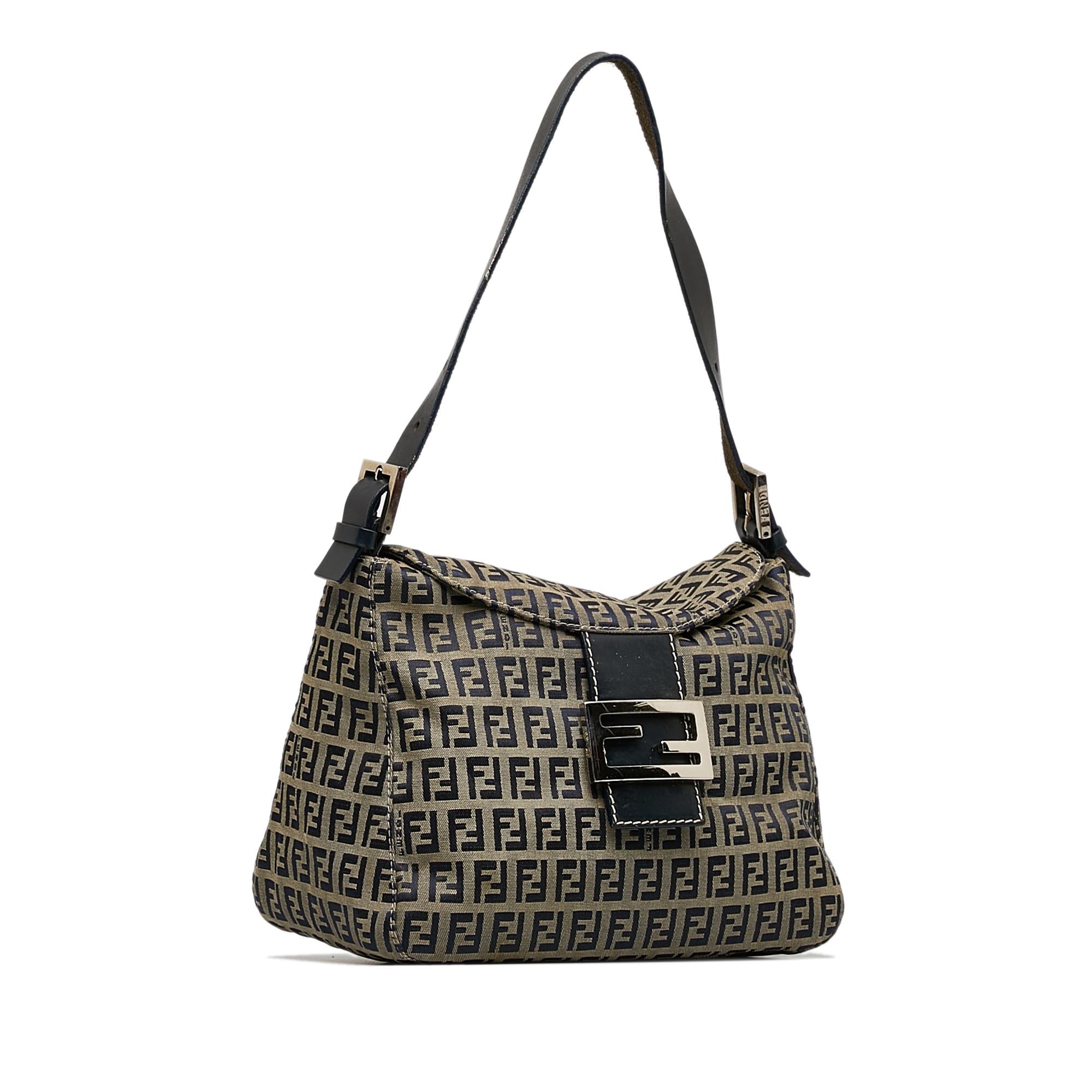 Fendi Zucchino Canvas Double Flap Shoulder Bag (SHG-WJNWvP)