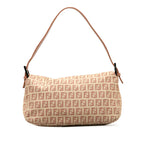 Fendi Zucchino Canvas Double Flap Shoulder Bag (SHG-Kqd5RW)