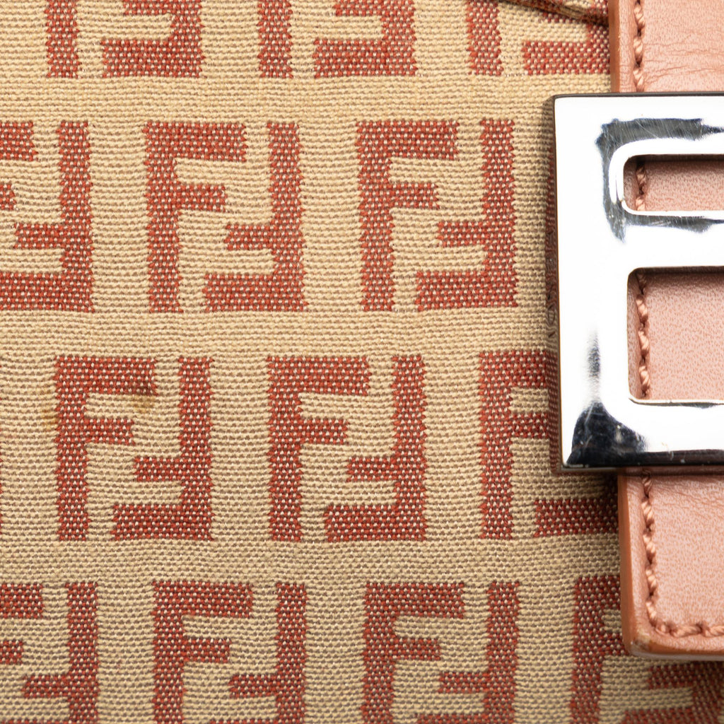 Fendi Zucchino Canvas Double Flap Shoulder Bag (SHG-Kqd5RW)
