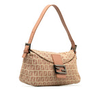 Fendi Zucchino Canvas Double Flap Shoulder Bag (SHG-Kqd5RW)