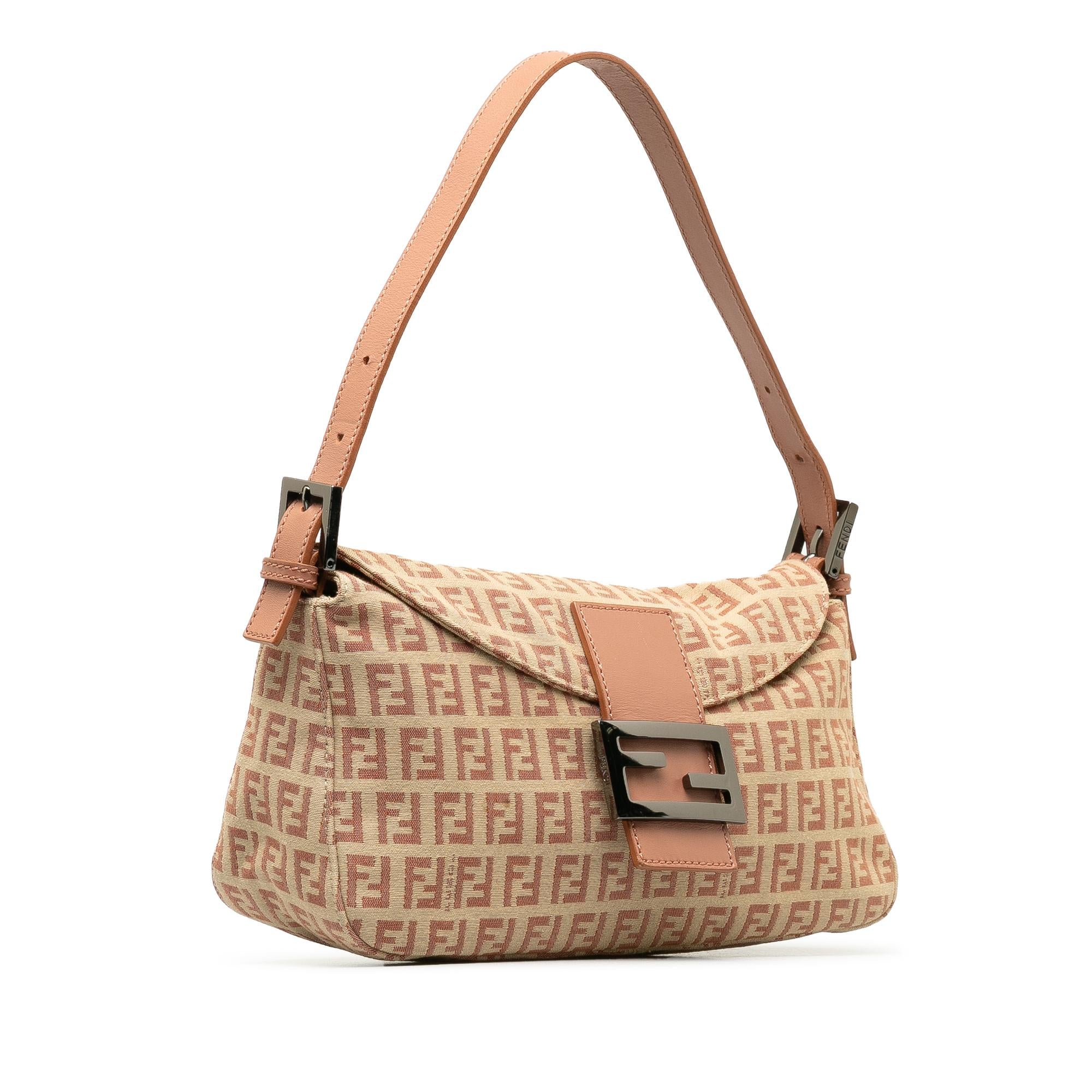 Fendi Zucchino Canvas Double Flap Shoulder Bag (SHG-Kqd5RW)