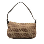 Fendi Zucchino Canvas Double Flap Shoulder Bag (SHG-dmMzhN)