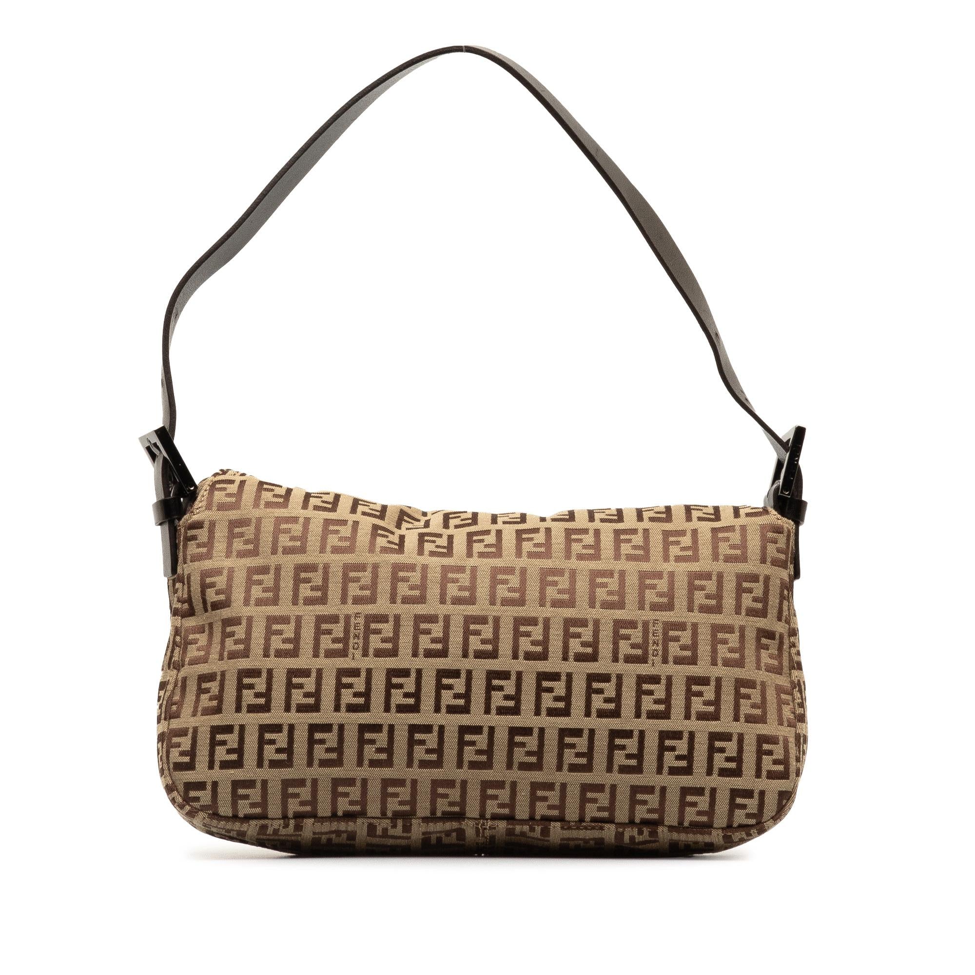 Fendi Zucchino Canvas Double Flap Shoulder Bag (SHG-dmMzhN)